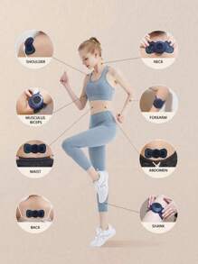 Mini masajeador portátil con carga, masajeador para cuello, hombros, espalda, brazos, cintura, piernas, para el hogar, oficina, delicados regalos - Negro - Ver 2