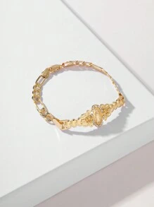 1pc Fashionable And Simple Glowing Copper Virgin Mary Bracelet, Gift For Couples, Friends, Besties, Suitable For Daily Wear, Festivals And Praying - Yellow Gold - View 3