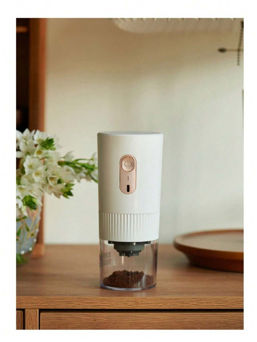 A Usb Powered Coffee Grinder, Small Portable Coffee Bean Mill For Kitchen, Household Electric Coffee Machine Charging Espresso Mill - White - View 1