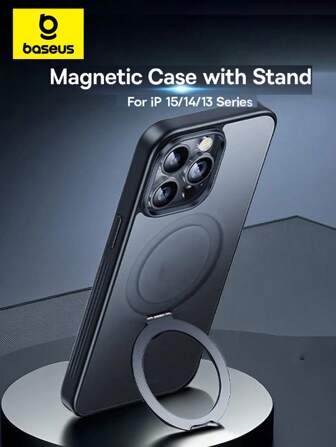 Baseus Magnetic Stand Case Compatible With IPhone 15 Pro 15 14 13 Pro Max Plus Case 180° Adjustable Kickstand Ring For MagSafe Charging Case