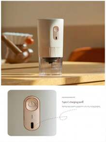 A Usb Powered Coffee Grinder, Small Portable Coffee Bean Mill For Kitchen, Household Electric Coffee Machine Charging Espresso Mill - White - View 12