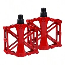1入組自行車踏板,鋁合金製造,防滑,擴大並加寬,自行車零件 - 紅色 - 查看 1