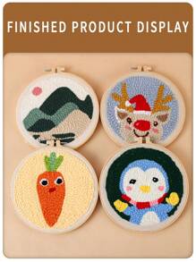 パンチニードル 刺繍布 2枚セット ポリエステル素材 掌触り良好 キャンバス表面 綺麗 ドット少 メリハリのある模様