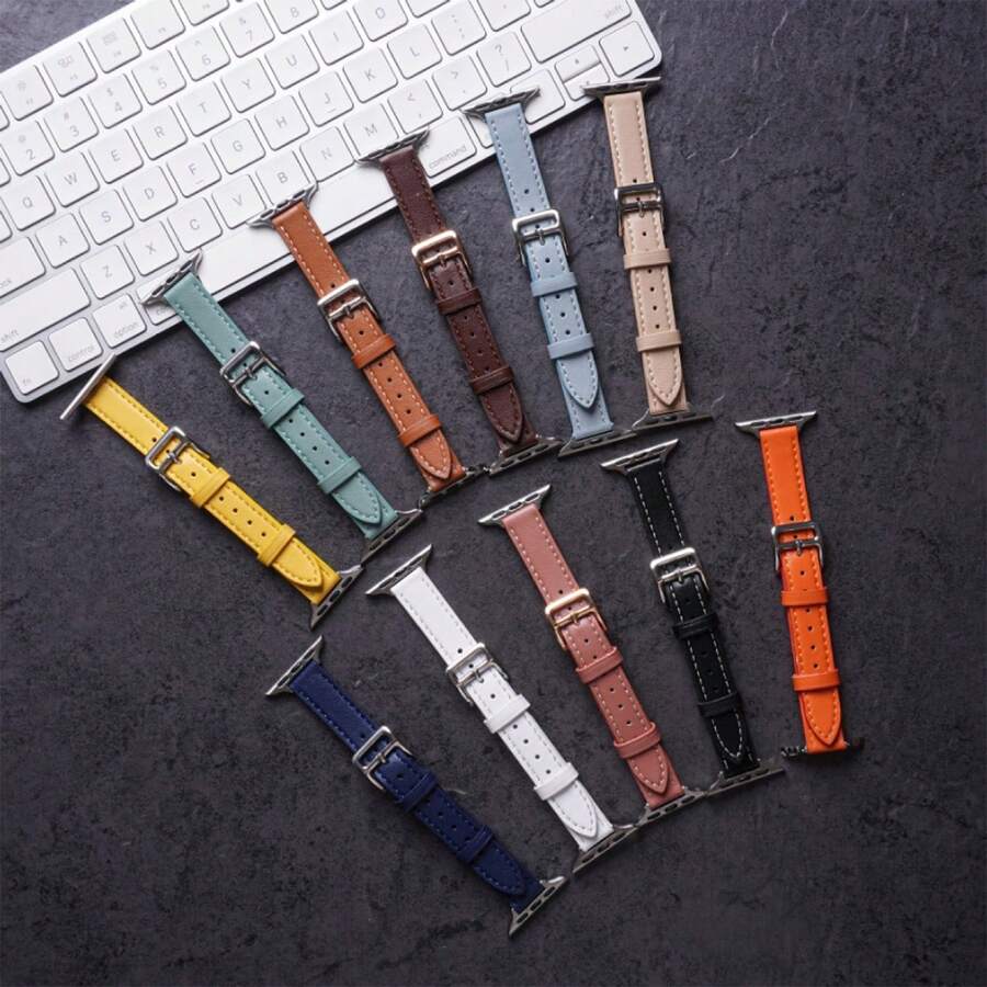 经典时尚轻质男女修身纯色小腰皮革 Apple Watch 表带 兼容 Apple Watch 1/2/3/4/5/6/7/8/9 超级系列 Apple Watch 表带 轻质运动纯色小腰皮革 (38mm/40mm/41mm/42mm/44mm/45mm/49mm) Apple Watch 表带作为送给返校学生的礼物 - 38mm/40mm/41mm - 查看 1