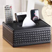1pc PU Material Multi Functional Tissue Box, Paper Drawer Can Be Placed In The Living Room, Coffee Table, Remote Control Storage Box, Household Napkin Drawer,Home Stuff,Table,Home Decorations,Home Organization And Storage,Room Decor,Room Decor Bedroom,Kitchen Accessories,Kitchen Tools,Organiser Kitchen,Travel,Holiday,Tissue Box Holder,Napkin Holder,Festival Family Gathering,Kitchen Dining Table DecorFor Home Kitchen Bedroom Living Room Dining Room, Home Decoration Accessories, Decorative Box,Women Wedding Gift,Summer Travel Holiday Festival Must-Have - Black Braid - View 4