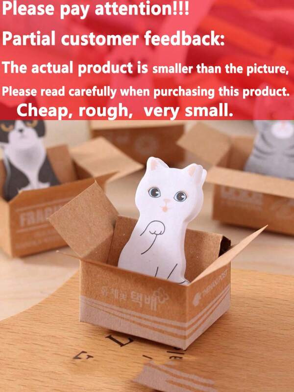 1pc Mini Cartoon Cat Shaped Sticky Note (Random)