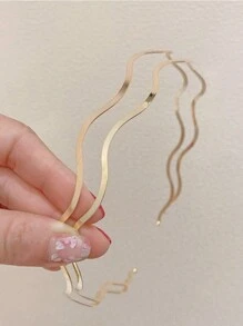 1 pieza Aro metálico ondulado para el cabello, diadema de mujer simple y versátil para lavarse la cara, diadema de metal sólido para maquillaje, máscara, diadema, diadema, aro para el cabello