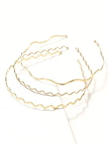 1 pieza Aro metálico ondulado para el cabello, diadema de mujer simple y versátil para lavarse la cara, diadema de metal sólido para maquillaje, máscara, diadema, diadema, aro para el cabello
