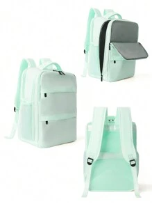 释放扣装饰功能背包笔记本电脑背包商务旅行防盗超薄笔记本电脑背包防水大学学校电脑包适合15.6英寸笔记本电脑笔记本电脑包礼品旅行包大容量多功能便携式感恩节钱包节日背包徒步旅行礼物学生多功能户外休闲男士礼物Goyard度假趣味礼物男士圣诞礼物 - 薄荷綠 - 查看 1