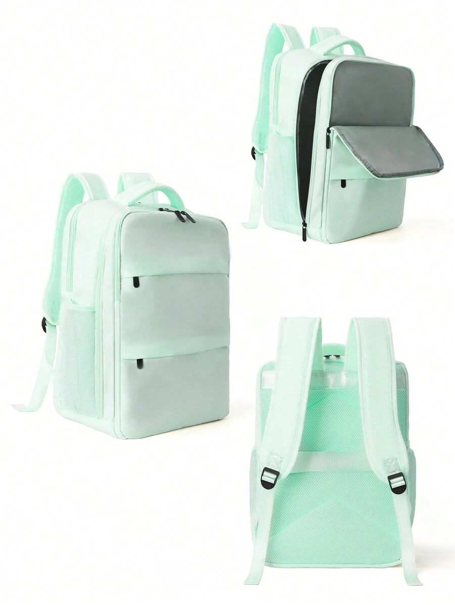 释放扣装饰功能背包笔记本电脑背包商务旅行防盗超薄笔记本电脑背包防水大学学校电脑包适合15.6英寸笔记本电脑笔记本电脑包礼品旅行包大容量多功能便携式感恩节钱包节日背包徒步旅行礼物学生多功能户外休闲男士礼物Goyard度假趣味礼物男士圣诞礼物 - 薄荷綠 - 查看 1