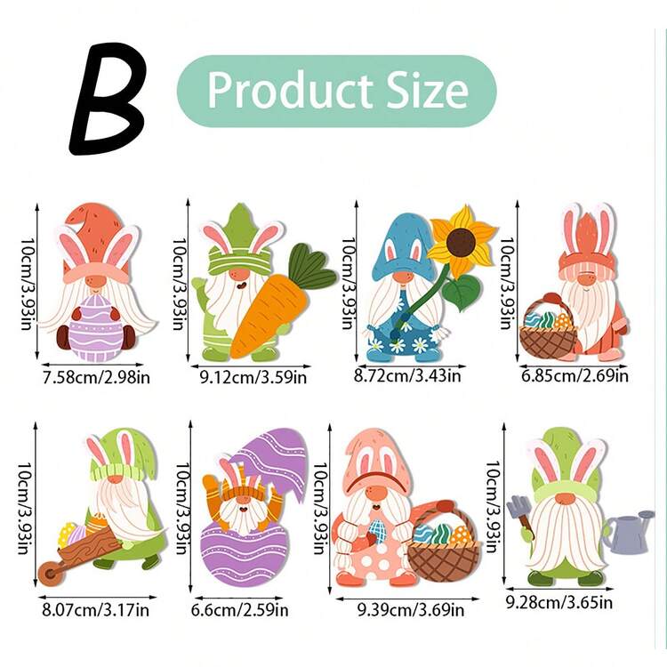 8/24 Piezas Creativas De Decoración De Conejo De Pascua Colgantes Para Colgar - B - Ver 2