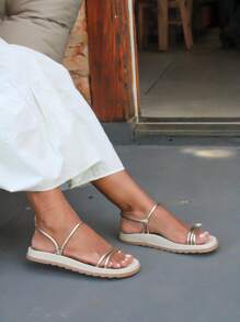 Women Flats - 金色 - 查看 2