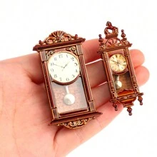 1pc Random Color Dollhouse Miniature Clock Home Decor Accessory Toy (1:12 Scale) - Brown - View 3