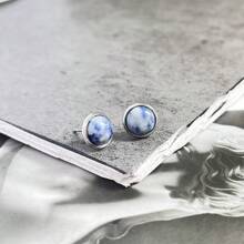 1 Paar Damen-ohrstecker Aus 8 Mm Naturstein, Modisch Und Schlicht, Mehrfarbig, Edelstahl-ohrstecker, Vielseitige Ohrringe, Geeignet Für Festivals, Hochzeiten, Partys Und Den Täglichen Gebrauch - Silber - Übersicht 26