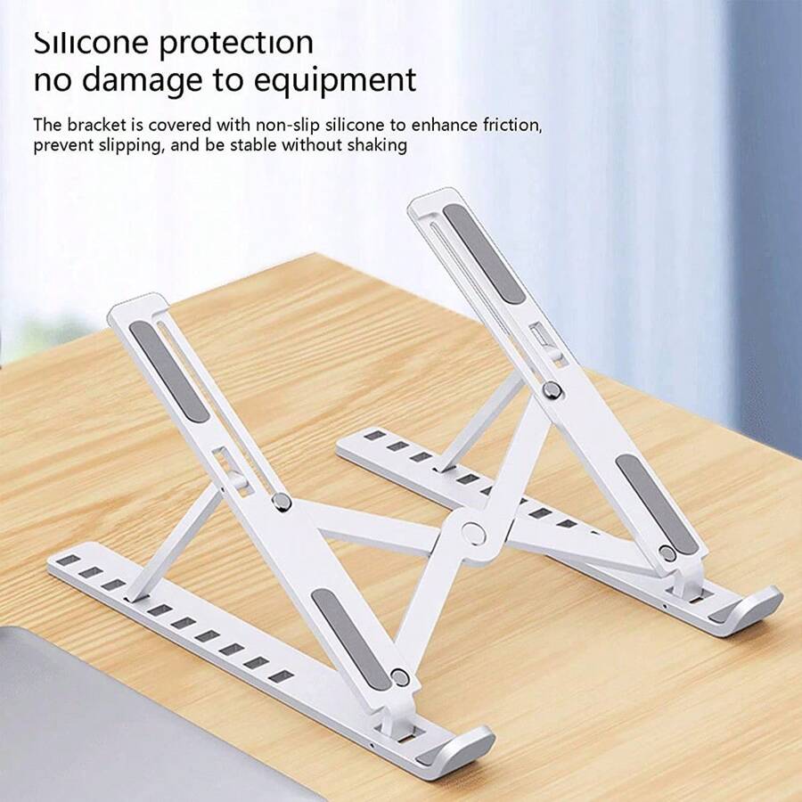1pc Laptop Stand Portable Foldable Base Lifter 10 Steps Height