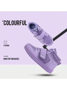 Boys Girls High Top Sneakers Hook-Loop Strap Fashion Basketball Sneakers Comfortable Kids Shoes