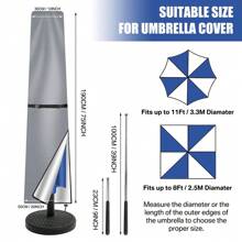 1PC Protective Parasol Tarpaulin Umbrella Cover With Retractable Rod, Waterproof Dustproof Weatherproof UV-Anti Wind Snow Proof Foldable Umbrella Cover 170cm/190cm For Garden Patio 1.8-3.3m Cantilever Straight Parasol