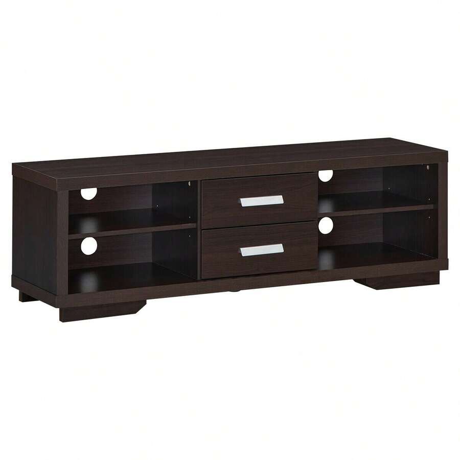 Modern TV Stand Entertainment Center With 2 Drawers And 4 Open Shelves - màu nâu - Xem 1