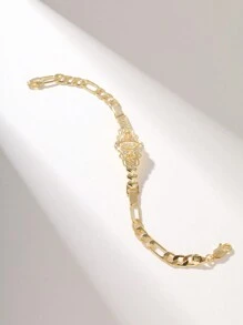 1pc Fashionable And Simple Glowing Copper Virgin Mary Bracelet, Gift For Couples, Friends, Besties, Suitable For Daily Wear, Festivals And Praying - Yellow Gold - View 4