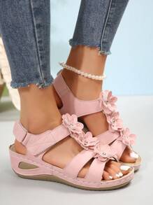 Women's Soft, Lightweight, Durable, Breathable, Comfortable, Stylish, Casual, Spring/Summer Wedge Sandals With Thick Sole - Pink - View 7