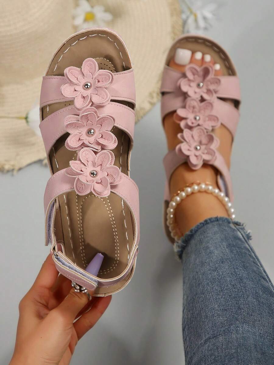 Women's Soft, Lightweight, Durable, Breathable, Comfortable, Stylish, Casual, Spring/Summer Wedge Sandals With Thick Sole - Pink - View 1