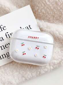 Cherry Print Bluetooth Earphone Protective Case, Transparent Shell Compatible With Apple Series Earphones, Fashion Design