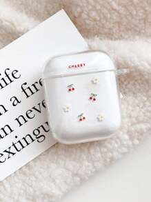 Cherry Print Bluetooth Earphone Protective Case, Transparent Shell Compatible With Apple Series Earphones, Fashion Design