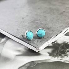 1 Paar Damen-ohrstecker Aus 8 Mm Naturstein, Modisch Und Schlicht, Mehrfarbig, Edelstahl-ohrstecker, Vielseitige Ohrringe, Geeignet Für Festivals, Hochzeiten, Partys Und Den Täglichen Gebrauch - Silber - Übersicht 14