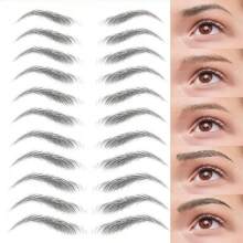 6D眉毛紋身貼紙，快速化妝一次性眼部臨時刺青適合懶人，防水防汗，派對晚會妝點暫時紋身 - 彩色 - 查看 2