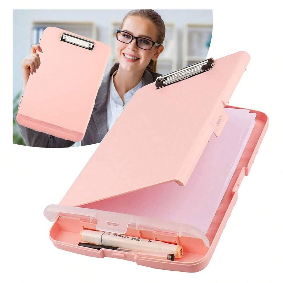 Caja de documentos impermeable A4 tablero de escritura con ranura de pluma caja de almacenamiento de papel multifuncional tablero de escritura de plástico clip de material de aprendizaje artefacto de almacenamiento