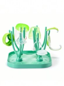 1pc Coral-Tree-Shaped Baby Bottle Drying Rack With Drain Board, Baby Bottle Storage Box And Holder