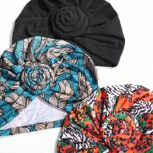 女士頭巾套裝，時尚印花舒適休閒透氣指南針和蝸牛帽頭巾發帶 - 彩色 - 查看 6
