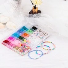 多彩玻璃種子珠套裝,字母珠友誼手鍊製作套件,串珠玩具,diy手工珠寶禮品工藝 - 彩色的 - 查看 8
