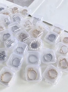 20入組透明塑膠製帶蓋首飾盒,適用於收納和保護珠寶、耳環和項鍊等貴重物品 - 無色 - 查看 2