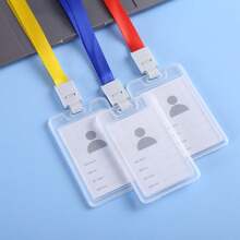 1入組帶繩識別證卡套裝,適用於員工工作證、餐卡、門禁卡、保護套