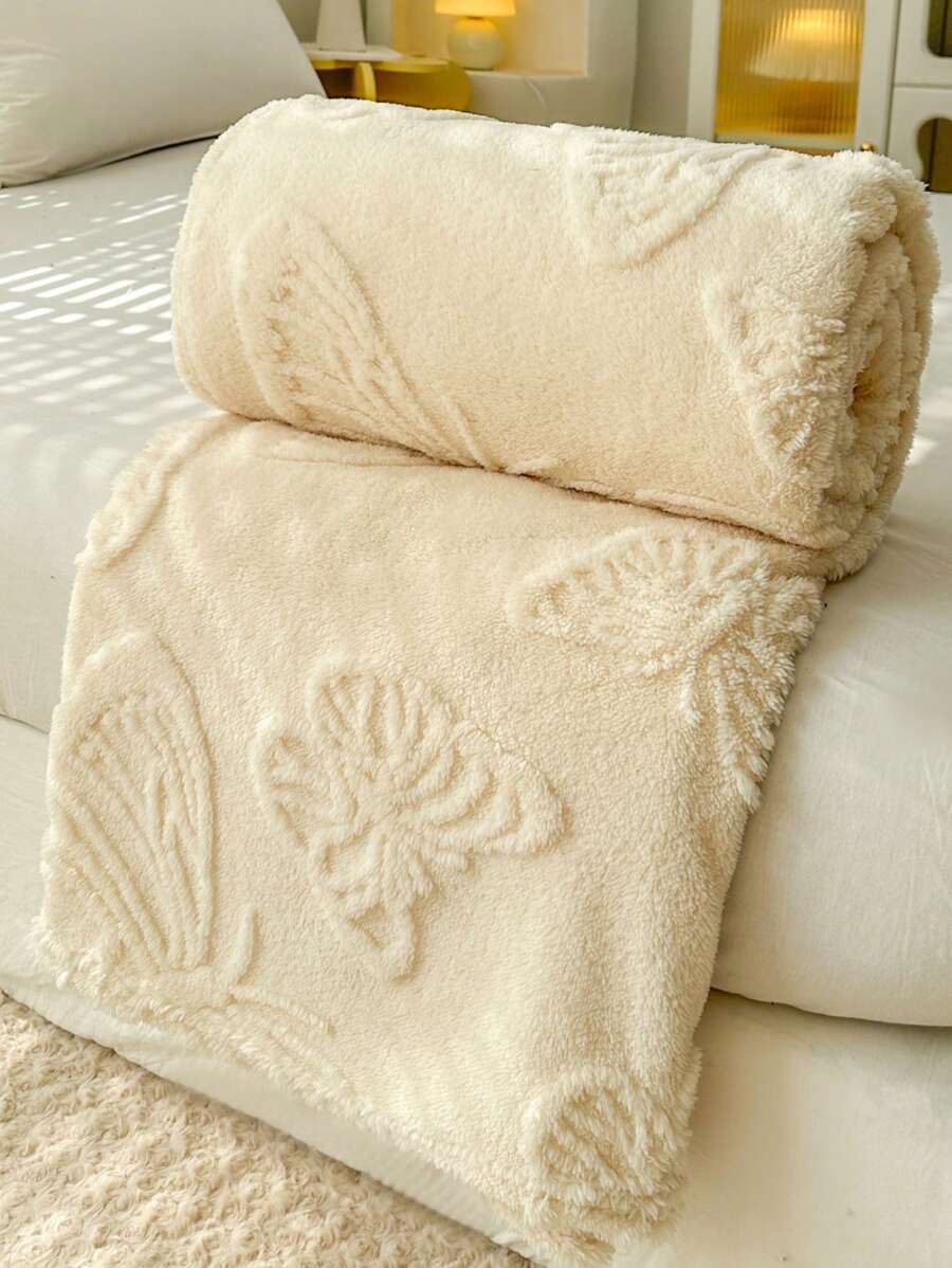 1 件厚波西米亚风格提花仿毛绒毛毯,柔软温暖,可用作毯子或床罩,适用于客厅、卧室、宿舍、办公室、汽车、旅行、野餐、派对、季节 - 白色 - 查看 1
