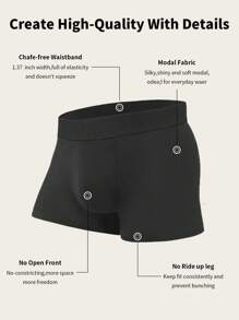 7pcs/Pack Men's Ultra-Soft Microfiber Boxer Briefs, Solid Color, Comfortable Fit - Multicolor - View 5