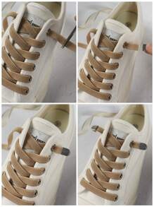 2pcs Elastic & Comfortable Polyester No-Tie Shoelaces For Casual & Sports Shoes - Brown - View 2