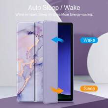 1入紫色保護殼，適用於三星Galaxy Tab A9Plus 11吋 A9 8.7吋 S9 S9FE 10.9吋 S9Plus S9FEPlus 12.4吋智能書套 A8 10.5吋 S6 Lite 10.6吋S7 S8 11吋 S7Plus S8Plus 12.4吋平板電腦支架帶筆槽透明外殼 - 紫色 - 查看 4