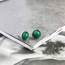 1 Paar Damen-ohrstecker Aus 8 Mm Naturstein, Modisch Und Schlicht, Mehrfarbig, Edelstahl-ohrstecker, Vielseitige Ohrringe, Geeignet Für Festivals, Hochzeiten, Partys Und Den Täglichen Gebrauch - Silber - Übersicht 13