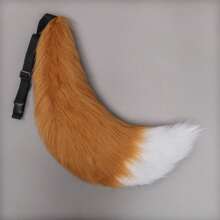 Cola Grande De Zorro Peluda De 9cm Hecha A Mano / Cola De Lobo Utilizada Como Accesorio / Utilería De Cosplay - Negro - Ver 9