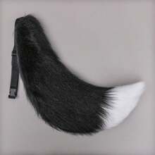 Cola Grande De Zorro Peluda De 9cm Hecha A Mano / Cola De Lobo Utilizada Como Accesorio / Utilería De Cosplay - Negro - Ver 3