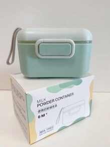 1pc Green Baby Portable Large Capacity Milk Powder Dispenser For Daily And Outdoor Use