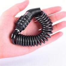 1入組自行車鎖,鋼絲鏈鎖,山地自行車機車防盜代碼鋼絲繩鎖,行李箱鎖,頭盔鎖 - 黑色 - 查看 8