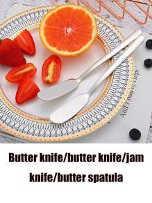 2PCS Stainless Steel Butter Knife, Butter Knife, Jam Knife, Butter Spatula, Jelly Applicator, Cake Decoration Tool, Heating Butter Applicator, Cheese Blade, Melting Butter Applicator, Butter Curler, Cheese And Cheese Knife, Cream Dessert Knife, Salad Dressing Applicator,Kitchen,Christmas Gift Back To School