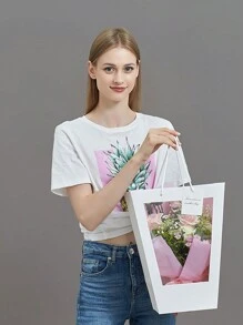 3Pcs Clear Gift Bag With Window,Transparent Bouquet Gift Bags,Gift Bags For Girlfriend Mom,Gift Bags With Handles Suitable For Valentine's Day And Mother's Day, Small Transparent Gift Wrap Bags, Clear Tote Bag, Reusable Shopping Bags With Handle For Merchandise, Retail, Small Business,