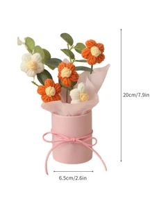 1 Bộ bó hoa len nhân tạo đan tay màu cam, hoa nhân tạo đan bằng vải, bao gồm xô và giấy gói và 5 bông hoa móc, thích hợp làm quà tặng sinh nhật hoặc kỷ niệm cho mẹ, bạn thân, bạn bè, quà tặng Ngày của Mẹ, quà tặng Ngày lễ tình nhân, quà tặng sinh nhật, trang trí bàn nhà, cây giả - quả cam - Xem 2