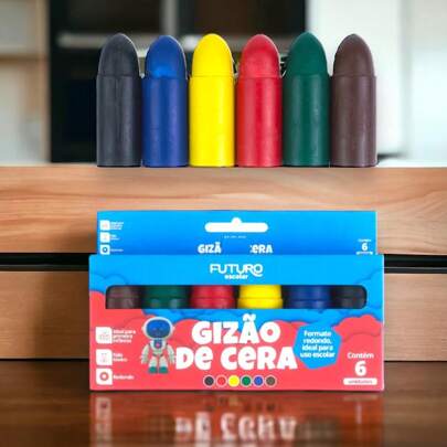 GIZAO DE CERA JUMBO 6 CORES MEU PRIMEIRO GIZ FUTURO INFANTIL BEBÊ CRIANÇA JUMBO ESCOLAR JARDIM MATERNAL