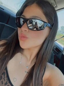 Gafas de moda de estilo deportivo Y2K con marco de PC envuelto en múltiples colores, adecuadas para actividades al aire libre, fiestas, conducir, festivales de música, accesorios para sombra de la calle, accesorios de playa para mujeres, para verano, vacaciones en la playa, exterior, viajes - Multicolor - Ver 4