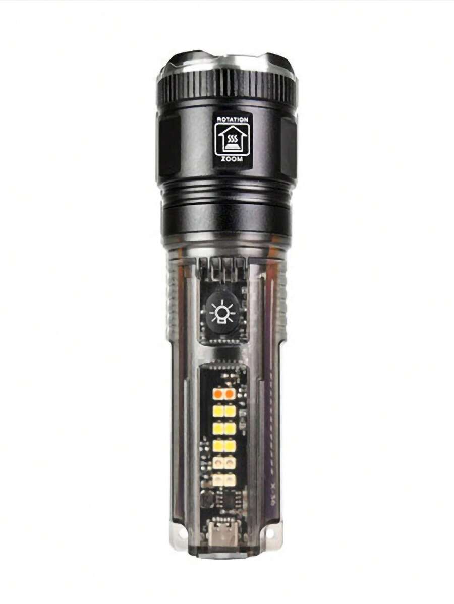 Lanterna LED Ultra Brilhante Multifuncional Zoom de Longo Alcance - A362 - Preto - Visão 1